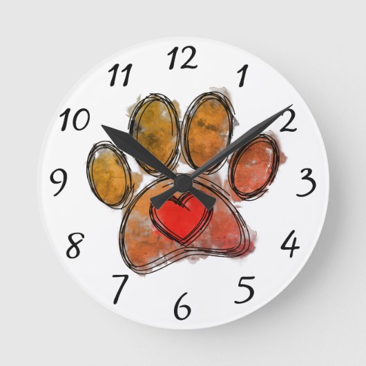 Kleurrijke Hondenliefhebber Tekening Waterverf Ronde Klok (Voorkant)