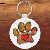 Kleurrijke Hondenliefhebber Tekening Waterverf Sleutelhanger (Achterkant)