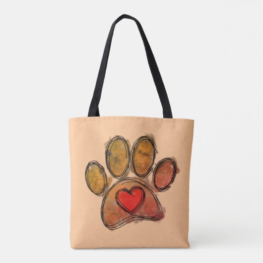 Kleurrijke Hondenliefhebber Tekening Waterverf Tote Bag (Achterkant)