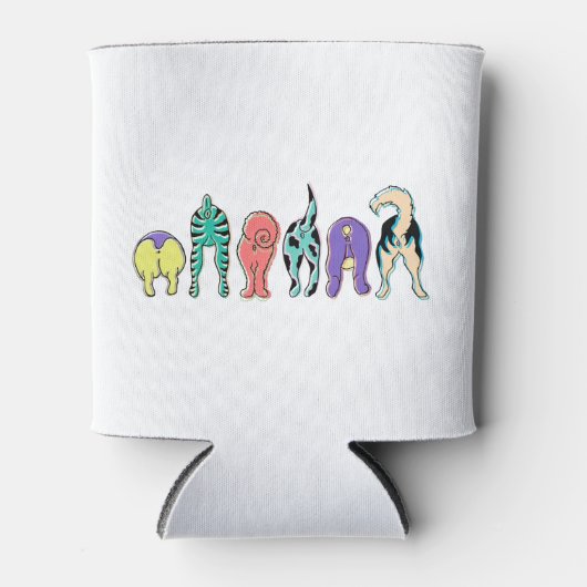 Kleurrijke hondenpeuken blikjeskoeler (Voorkant)