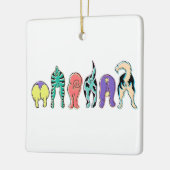 Kleurrijke hondenpeuken keramisch ornament (Links)