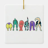 Kleurrijke hondenpeuken keramisch ornament (Achterkant)
