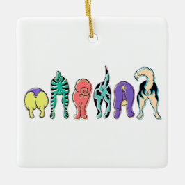 Kleurrijke hondenpeuken keramisch ornament