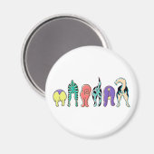 Kleurrijke hondenpeuken magneet (Voorkant / Achterkant)