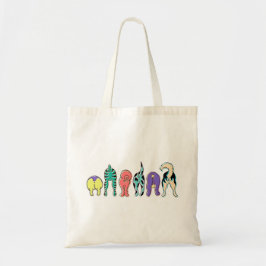 Kleurrijke hondenpeuken tote bag