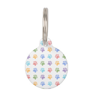 Kleurrijke hondenpootafdrukken patroon Pastel Paws Huisdierpenning