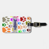 Kleurrijke hondenpootjes overal bagagelabel (Voorkant horizontaal)