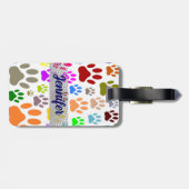 Kleurrijke hondenpootjes overal bagagelabel (Achterkant horizontaal)