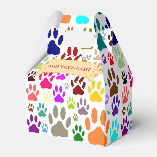 Kleurrijke hondenpootjes overal bedankdoosjes (Achterkant)