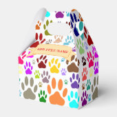 Kleurrijke hondenpootjes overal bedankdoosjes (Voorkant Zijde)