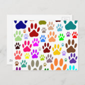 Kleurrijke hondenpootjes overal briefkaart (Voorkant / Achterkant)