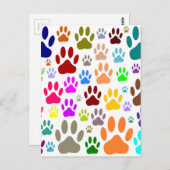 Kleurrijke hondenpootjes overal briefkaart (Voorkant / Achterkant)