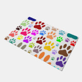 Kleurrijke hondenpootjes overal deurmat (Schuin)