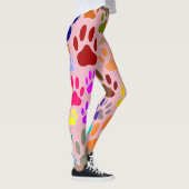 Kleurrijke hondenpootjes overal leggings (Rechts)