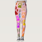 Kleurrijke hondenpootjes overal leggings (Voorkant)