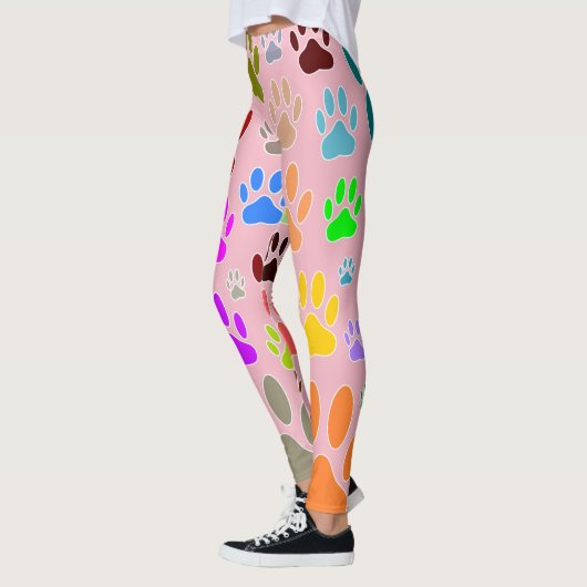 Kleurrijke hondenpootjes overal leggings (Links)