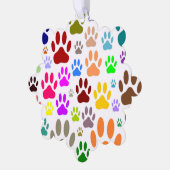 Kleurrijke hondenpootjes overal ornament kaart (Links)