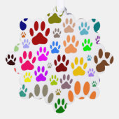 Kleurrijke hondenpootjes overal ornament kaart (Achterkant)