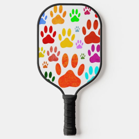 Kleurrijke hondenpootjes overal pickleball paddle (Voorkant)