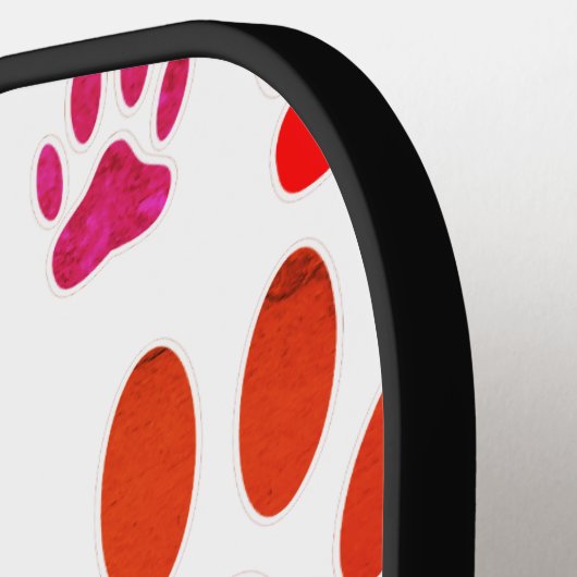 Kleurrijke hondenpootjes overal pickleball paddle (Links Detail)