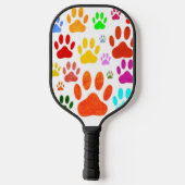 Kleurrijke hondenpootjes overal pickleball paddle (Achterkant)