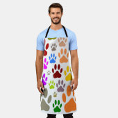 Kleurrijke hondenpootjes overal schort (Gedragen)