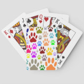 Kleurrijke hondenpootjes overal speelkaarten (Achterkant)