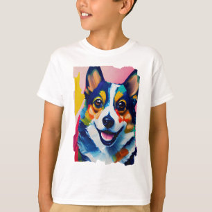 Kleurrijke hondenportret - Corgi schilderij T-shirt