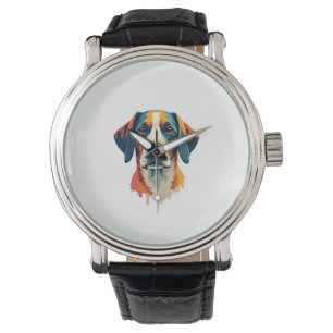 Kleurrijke Hondenportret Pop Art Stijl Huisdier Il Horloge