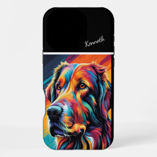 Kleurrijke Hondenportret van een Golden Retriever iPhone 16 Pro Max Hoesje
