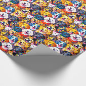 Kleurrijke hondenprint cadeaupapier (Hoek)