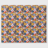 Kleurrijke hondenprint cadeaupapier (Vlak)