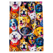 Kleurrijke hondenprint medium cadeauzakje (Achterkant)