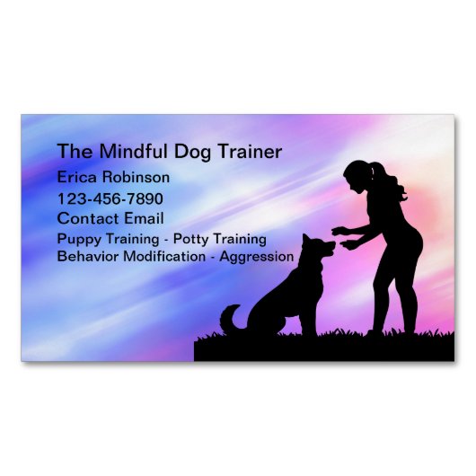 Kleurrijke hondentrainer Visitekaartjes Magnetisch Visitekaartje (Voorkant)