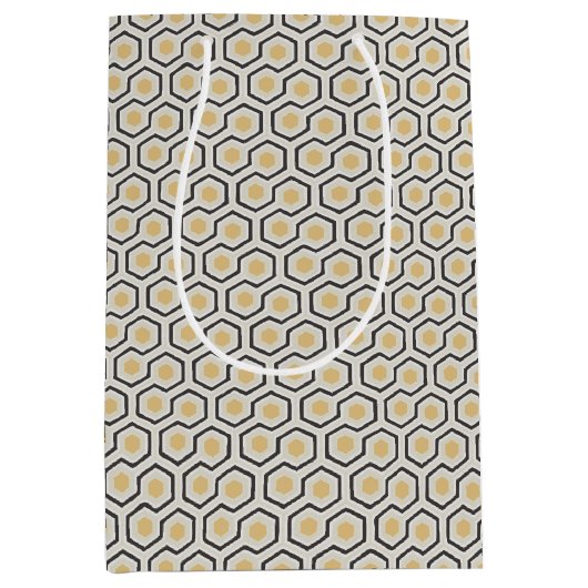 Kleurrijke Honeycomb Grid Pattern Shopping Bag Medium Cadeauzakje (Voorkant)