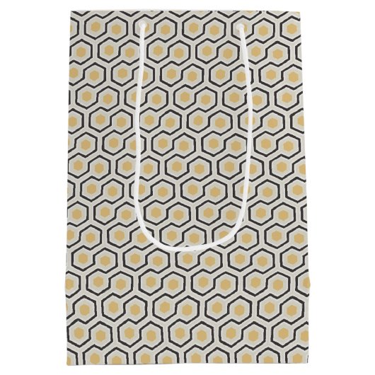 Kleurrijke Honeycomb Grid Pattern Shopping Bag Medium Cadeauzakje (Achterkant)
