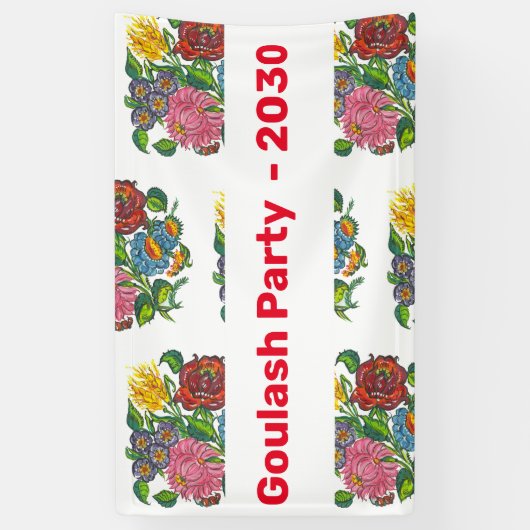 Kleurrijke Hongaarse Bloemen - gepersonaliseerd Spandoek (Verticaal)
