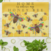 Kleurrijke honingbijen 1/2 Vet Theedoek (Gevouwen)