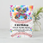 Kleurrijke honkbal skateboard graffiti feestje kaart (Staand voorkant)