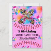 Kleurrijke honkbal skateboard graffiti roze feest kaart (Voorkant)