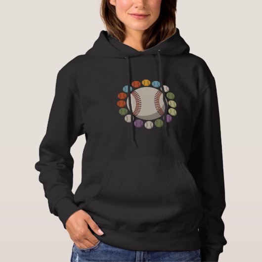 Kleurrijke honkbalcirkel hoodie (Voorkant)