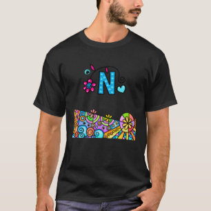 Kleurrijke hoofdletter N Grote letter N T-shirt