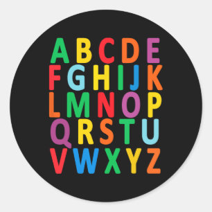 Kleurrijke hoofdletters Alfabet Leer ABC Boy Ronde Sticker