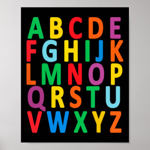Kleurrijke hoofdletters Alfabet Leer Abc Jongen Poster