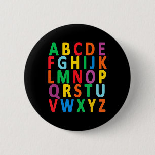 Kleurrijke hoofdletters Alfabet Leer Abc Jongen  Ronde Button 5,7 Cm