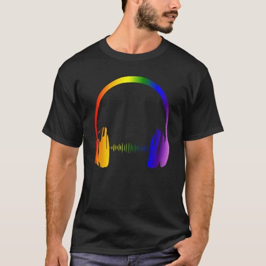 Kleurrijke Hoofdtelefoon Rainbow Party Techno Radi T-shirt (Voorkant)
