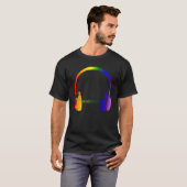 Kleurrijke Hoofdtelefoon Rainbow Party Techno Radi T-shirt (Voorkant volledig)