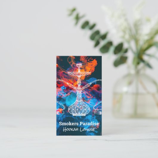 Kleurrijke Hookahrook | Hookahpijp Illustratie Visitekaartje (Staand voorkant)