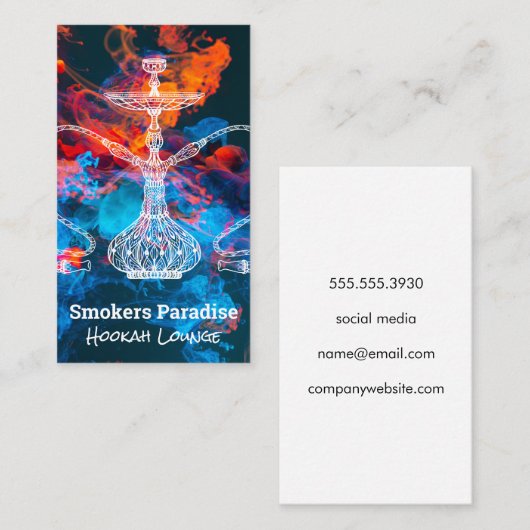 Kleurrijke Hookahrook | Hookahpijp Illustratie Visitekaartje (Voorkant / Achterkant)