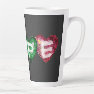 Kleurrijke HOPE-harten – Inspirerende liefdestypog Latte Mok